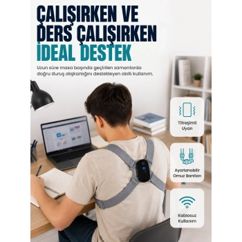 Kablosuz Akıllı Dik Duruş Aparatı Titreşim Hatırlatma Özellikli Destekleyici