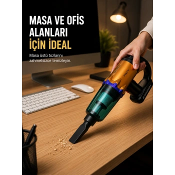 Kablosuz Araç Süpürgesi Yıkanabilir Filtreli Taşınabilir El Tipi Süpürge
