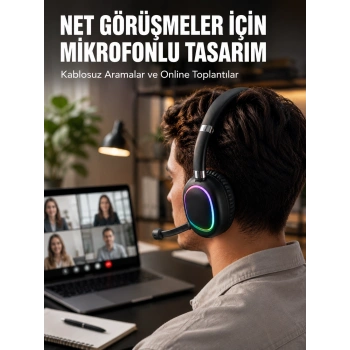 Kablosuz Bluetooth 5.0 Kulaklık Rgb Işıklı Tasarım