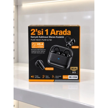 Kablosuz Bluetooth Kulaklık 4 Kulaklıklı 2’si 1 Arada Siyah