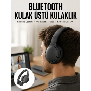Kablosuz Bluetooth Kulaklık Kulak Üstü Ayarlanabilir Uzun Ömürlü Yeni Nesil