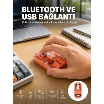 Kablosuz Bluetooth Mouse Şık Ve Sessiz Ofis Tasarımı Yeni Nesil