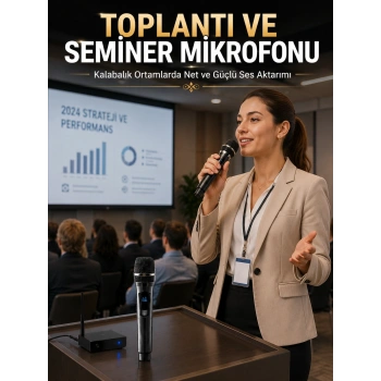 Kablosuz Çift Mikrofon Şarj Edilebilir Dijital Göstergeli