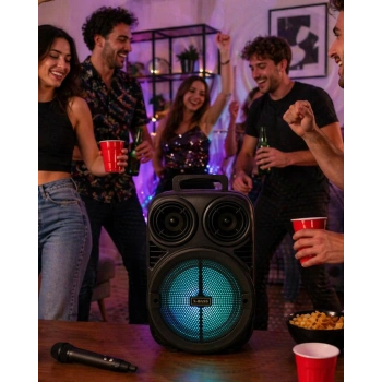 Kablosuz Karaoke Hoparlör Mikrofonlu Rgb Işıklı 6.5 İnç Bluetooth Speaker Taşınabilir