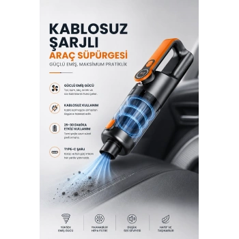 Kablosuz Şarjlı Araç Ve Ev Tipi El Süpürgesi
