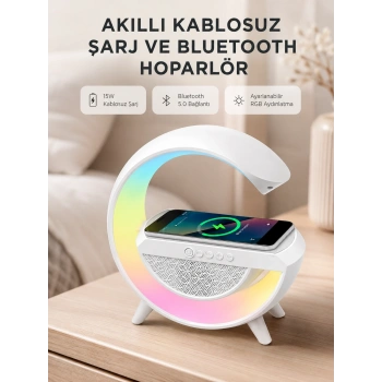 Kablosuz Şarjlı Bluetooth Hoparlör Ve Gece Lambası – Nfc, Fm Radyo, Rgb Işık