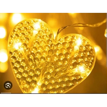 Kalp Perde Led 3m 6 Sıra 12 Adet Kalp Led Işık Gün Işığı