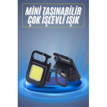 Kamp Çadır Lambası Şarjlı El Feneri Işıldak Anahtarlık Mini Mıknatıslı
