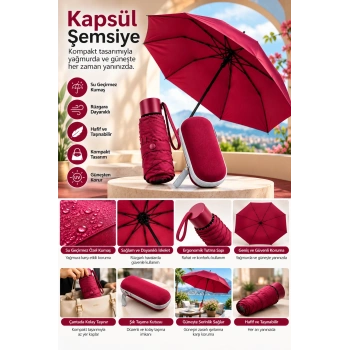 Kapsül Şemsiye Bordo