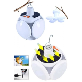 Katlanabilir Askılı Kamp Lambası 5 Kanatlı Pratik Güneş Enerjili