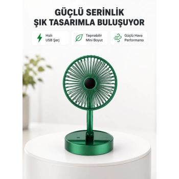 Katlanabilir Mini Fan – 3 Kademeli Soğutma, Şarjlı