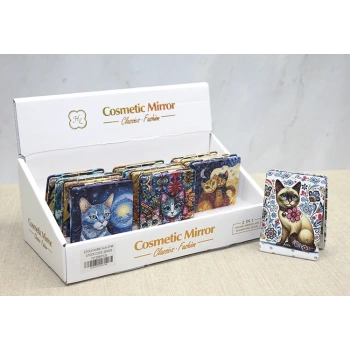 Kedi Taşlı El Aynası Dikdörtgen İnce