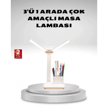 Kısılabilir Led Masa Lambası – Kalemlik Ve Telefon Standlı, Göz Yormayan Işık