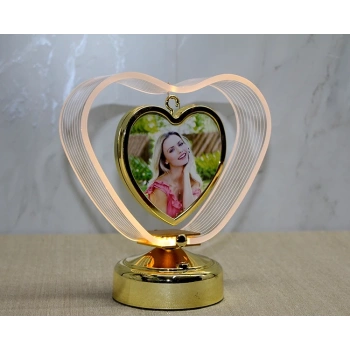 Kişiye Özel Fotoraf Alanli Kalpli Led Çerceve Alk4450