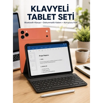 Klavyeli Tablet Pc Kalem Kılıf Ve Ekran Koruyucu Hediyeli Android Set