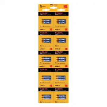 Kodak 20 Adet Max Super Alkalin 2’li Ayrılabilir Kartela İnce Pil