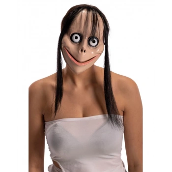 Korkunç Ürpertici Uzun Saçlı Momo Maskesi 24x16 Cm