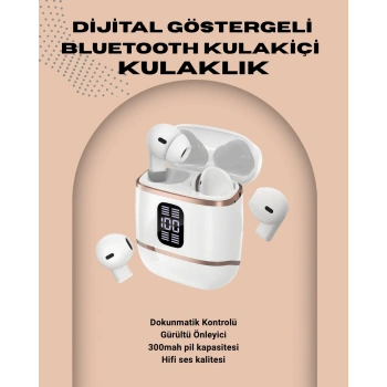 Kulakiçi Bluetooth Kulaklık V5.3 – 4’lü Set, Dijital Ekranlı, Gürültü Engelleme