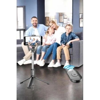 Kumandalı Tripod Telefon Tutucu Selfie Çubuğu 360 Derece Dönebilen