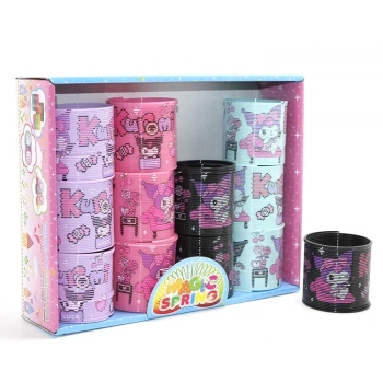 Kuromi Baskılı Magic Spring Stres Yayı - Standlı Mor Ve Siyah Renk 12li Seti Alk3987