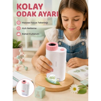 Led Aydınlatmalı Taşınabilir Mikroskop 80x-200x Ayarlanabilir Büyütme Özellikli