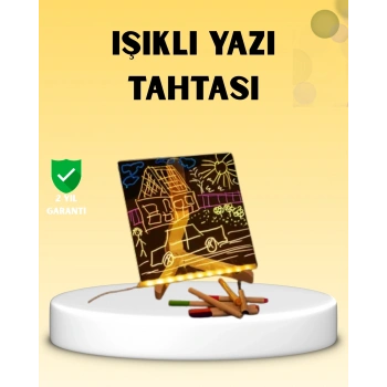 Led Işıklı Akrilik Yazı Tahtası Renkli Kalem Setiyle