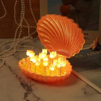 Led Işıklı Kendin Yap Deniz Kabuğu Tasarımlı Lale Lamba