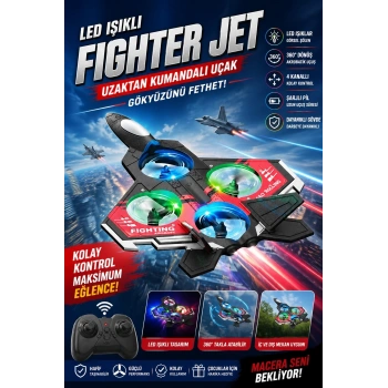 Led Işıklı Oyuncak Drone Fighter Jet Tasarımlı Uzaktan Kumandalı Uçak