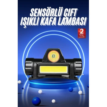 Ledli Şarjlı Kafa Lambası Led Şarjlı Su Geçirmez Kafa Feneri