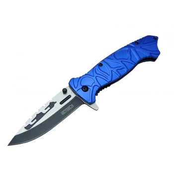 M30b Tırtıklı Kamp Çakı 21 Cm - Plastik Sap, Otomatik, Kemerlikli