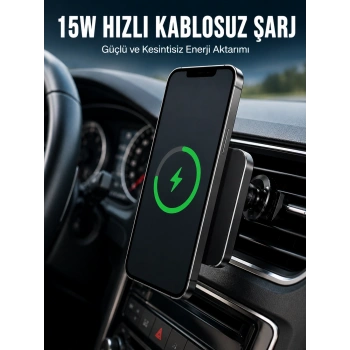 Manyetik Kablosuz Araç Şarj Cihazı 15w Magsafe Araç İçi Telefon Tutucu