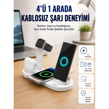 Masaüstü Düzenleyici 4’ü 1 Arada Kablosuz Şarj Aksesuarı Yeni Nesil