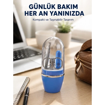 Mavi Kişisel Bakım Seti Cımbız Makas Tırnak Makası Ve Törpü