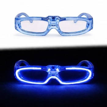 Mavi Led Işıklı Parti Gözlüğü 3 Modlu – Glow  Gece Eğlence Gözlüğü