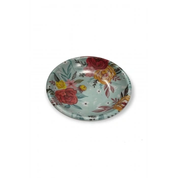 Melamin Çay Tabağı Renkli Çiçek Desenli Melamin Tabak71 (599)