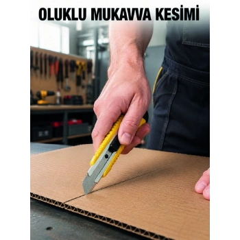 Metal Gövdeli 5’li Falçata Seti Profesyonel Maket Bıçağı Karton Koli  Kesici