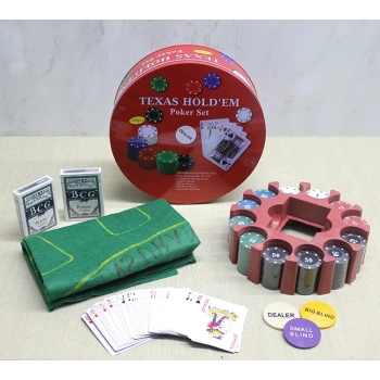 Metal Kutulu 240 Chip Ve 2 Adet İskambil  Kağit Setine Sahip Poker Oyunu Alk3539