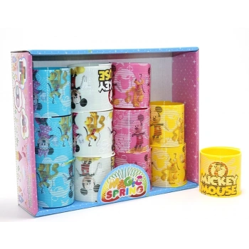 Mickey Mouse Ve Minnie Baskılı Magic Spring Stres Yayı - Standlı Karışık Renk 12li Seti Alk3985