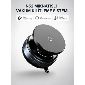 Mıknatıslı Araç Telefon Tutucu Vakum Teknolojili 360° Ayarlanabilir