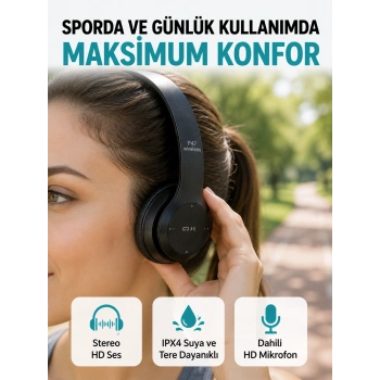 Mikrofonlu Kablosuz Kulaklık | Uzun Pil Ömrü Ve Stereo Ses Performansı Yeni Nesil