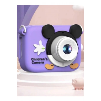 Mini 1080p Hd Çocuk Kamera Dijital Fotoğraf Makinesi 2.0 Inç Ekran 5 Adet Oyun Mor