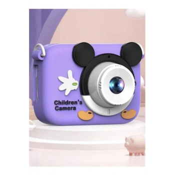 Mini 1080p Hd Çocuk Kamera Dijital Fotoğraf Makinesi 2.0 Inç Ekran 5 Adet Oyun Mor