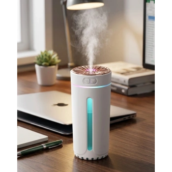 Mini Araç Nemlendirici 5 Esans Hediyeli Usb Işıklı Koku Difüzörü