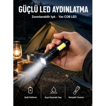 Mini Boy Led El Feneri - 2000 Lümen, Su Geçirmez Tasarım Yeni Nesil