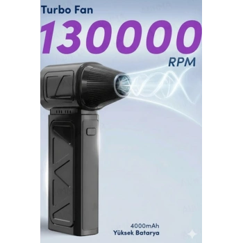 Mini Turbo Fan 130.000 Rpm Şarjlı 8000 Mah Batarya 4 Vitesli Taşınabilir Elektrikli Hava Üfleyici Kompresörü