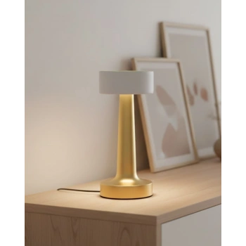Modern Altın Gövdeli Led Masa Lambası 3 Işık Modlu