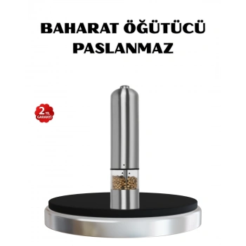 Modern Otomatik Baharat Öğütücü Seti – Pilli, Paslanmaz Çelik, Led Aydınlatmalı