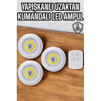 Mutfak Dolap Altı Işığı Uzaktan Kumandalı Yapışkanlı Kablosuz Pilli