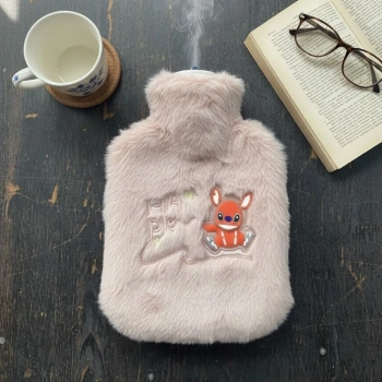 Mutlu Robot Hayvan Figürlü Pembe Peluş Sıcak Su Torbası 1 Lt – Yumuşak Kılıf, Uzun Süre Sıcak Tutan Termal Su Torbası