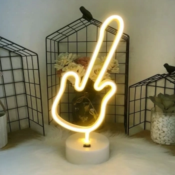 Neon Gitar Masa Lambası Pil+usb